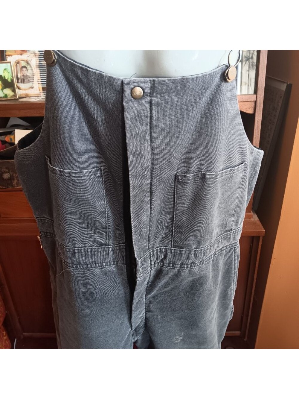 Large Short 38-40 Walls Vintage Zero-Zone Overalls Gray Insulated Work Bib 90s